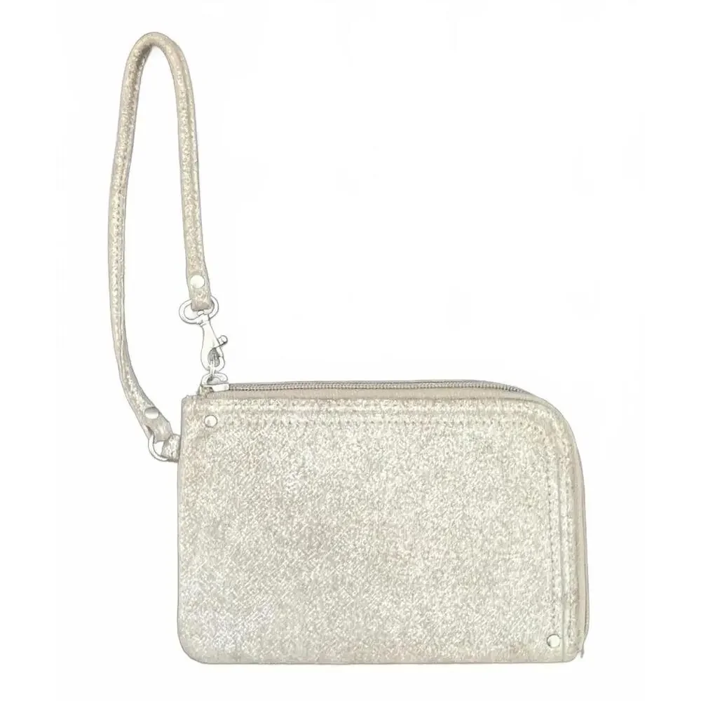 Fossil Distressed‎ Suede Metallic Gold Wristlet Wallet